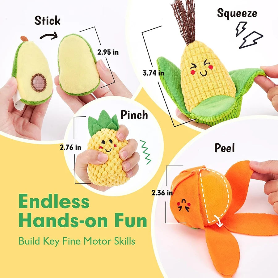 Baby Sensory Toys My First Fruit Vegetable Color Sorting Play Food with Crinkle Rattle Baby Toys Montessori Toys for Toddler