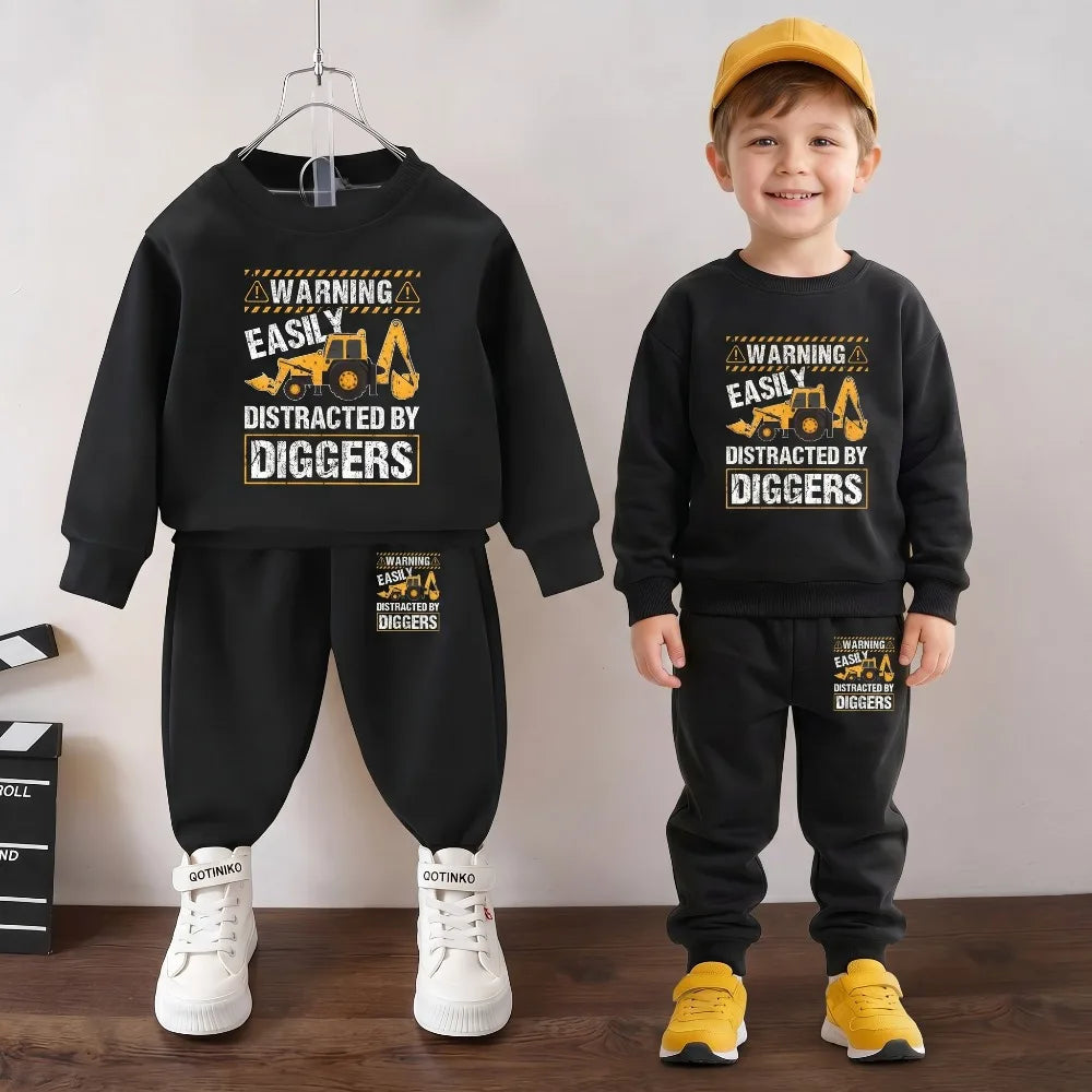 2026(1-8 Years Old) Boys Fashion Tracksuits Kids O Neck Hoodies Long Pants Two Piece Sets Autumn Child Sport Clothes Suit New