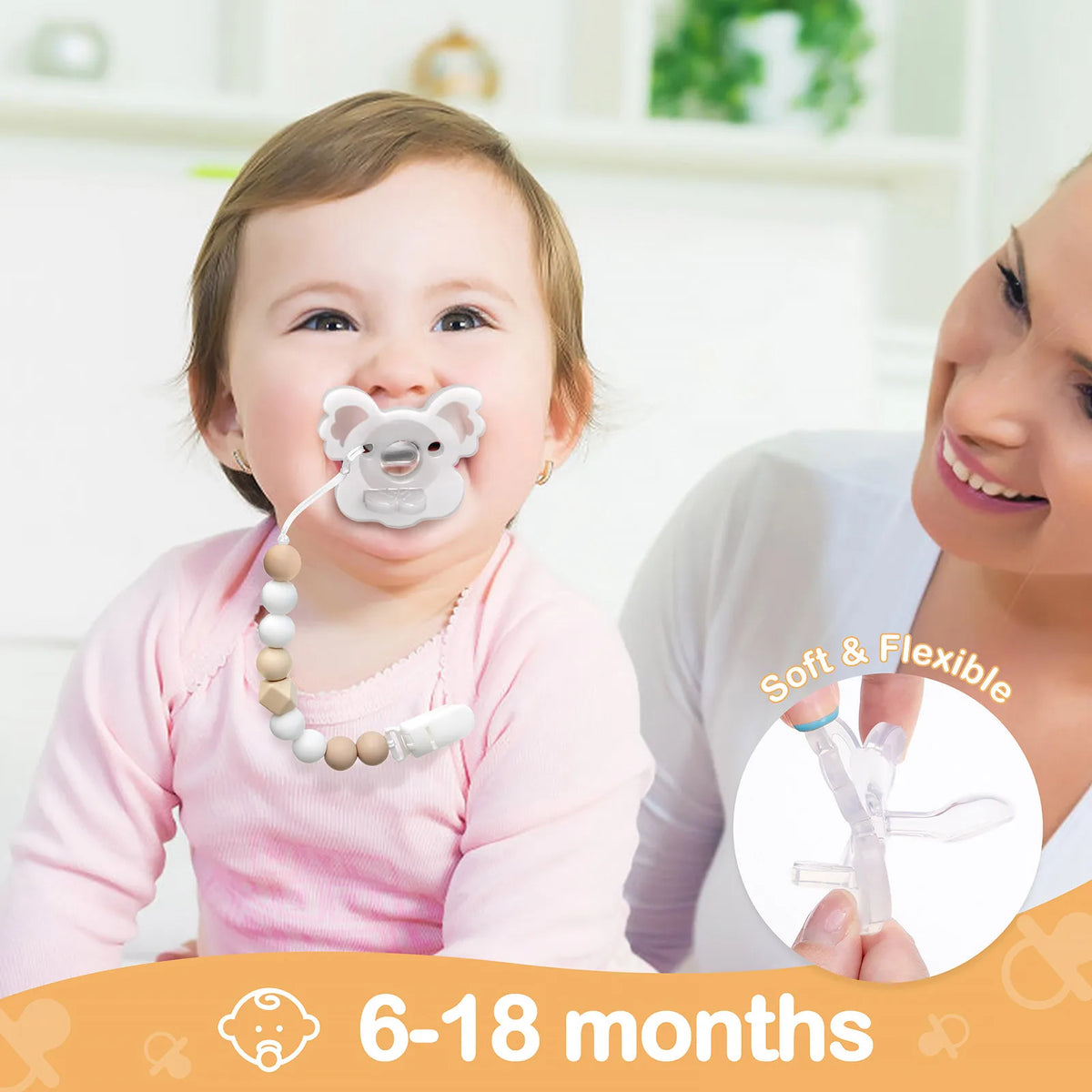 TYRY.HU 2PCS Koala Silicone Baby Pacifier Food Grade Newborn Soother Solid Color Silicone Nipple Dummies for Bebe