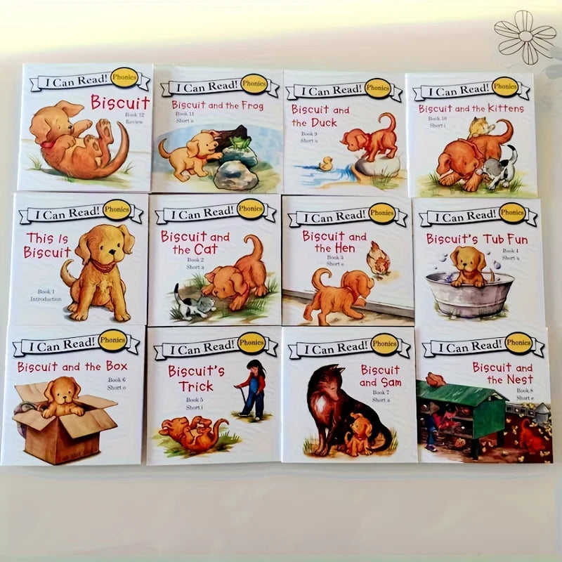 Phonics Readers 12-Book Set,Biscuit The Dog Children's Books for Early Learning, English Beginner Reading Collection,Sekx Tablet