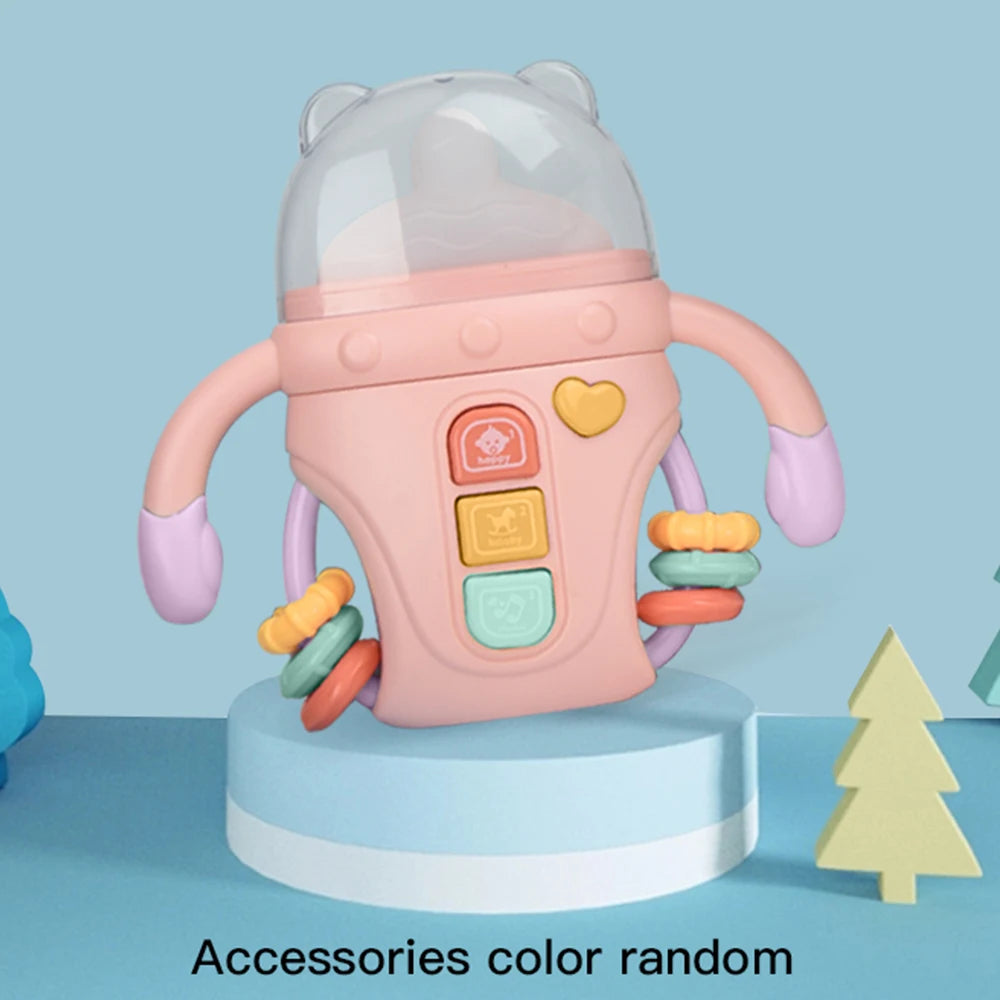 Baby Rattle Toy Musical Sensory Learning Toy with Music and Lights Pacifier Teething  for Toddlers Boys and Girls Gifts 0-24M