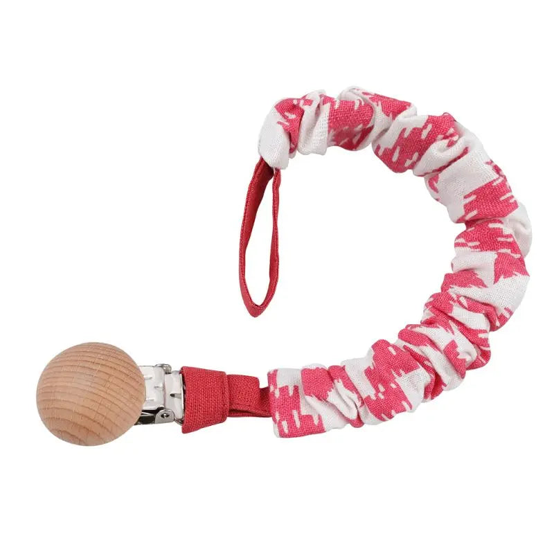 Baby Cotton Pacifier Chain Beech Wood Clip Infant Teething Toys Holder For Nipples Teether