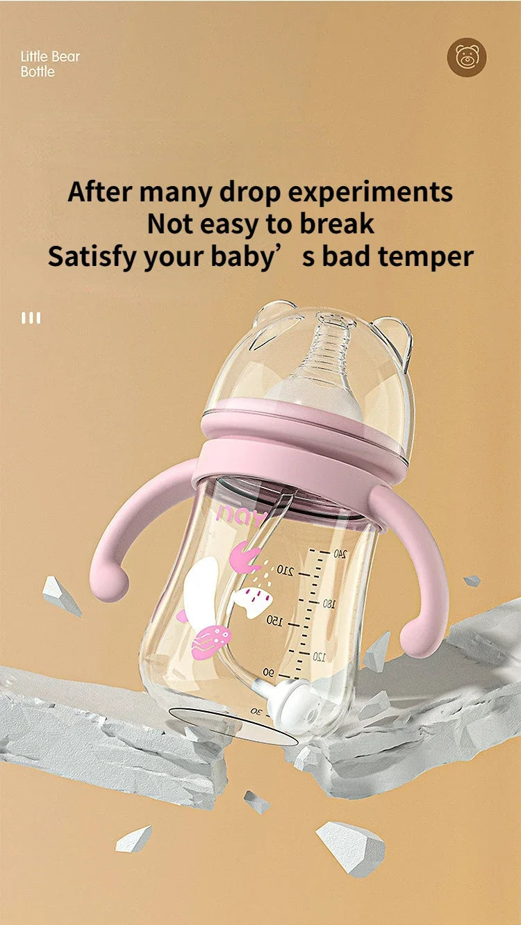 300ML Baby Bottle with Handle PP Bottle Water Cup Set Silicone Pacifier Large Capacity Bottle Multi-purpose Baby Feeding Supply