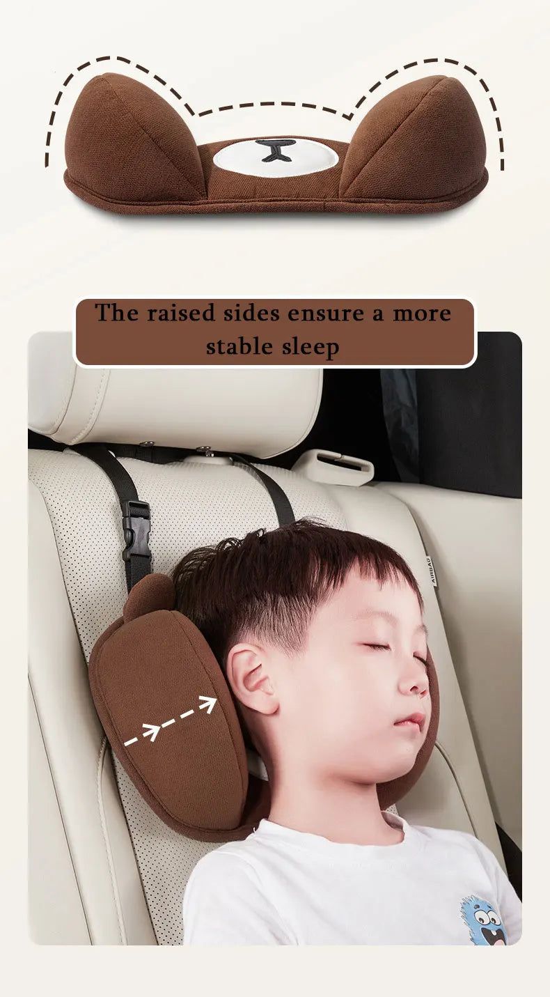 1Set Car Cute Cartoon Pillow Car Mounted Child Sleeping Pillow Car Removable Comfortable Breathable Headrest Lumbar Support