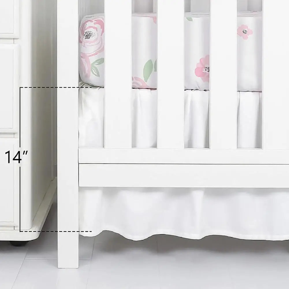 Nursery Decor Accessory Soft Elastic Baby Crib Bed Skirt for Bedroom Easy Installation Dust Cover Pleated Toddler for Boys