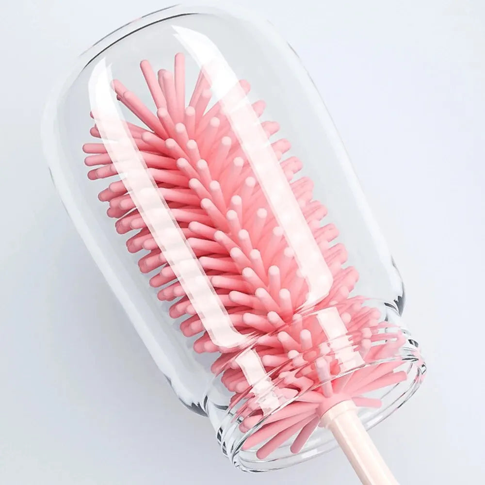 3-Piece Silicone Bottle Brush 360° Rotating Baby Nipple Brush Washing Cup Brush Bottle Cleaning Brush Set