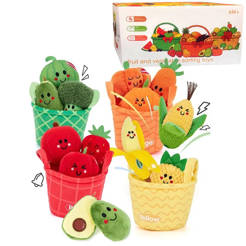 Baby Sensory Toys My First Fruit Vegetable Color Sorting Play Food with Crinkle Rattle Baby Toys Montessori Toys for Toddler