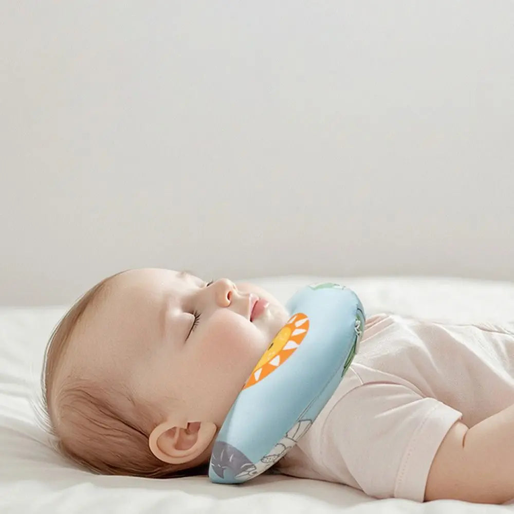 Cotton Baby Neck Support Pillow Curved Design Removable Pillowcase Baby Sleeping Pillow Soft Touch Hidden Zipper
