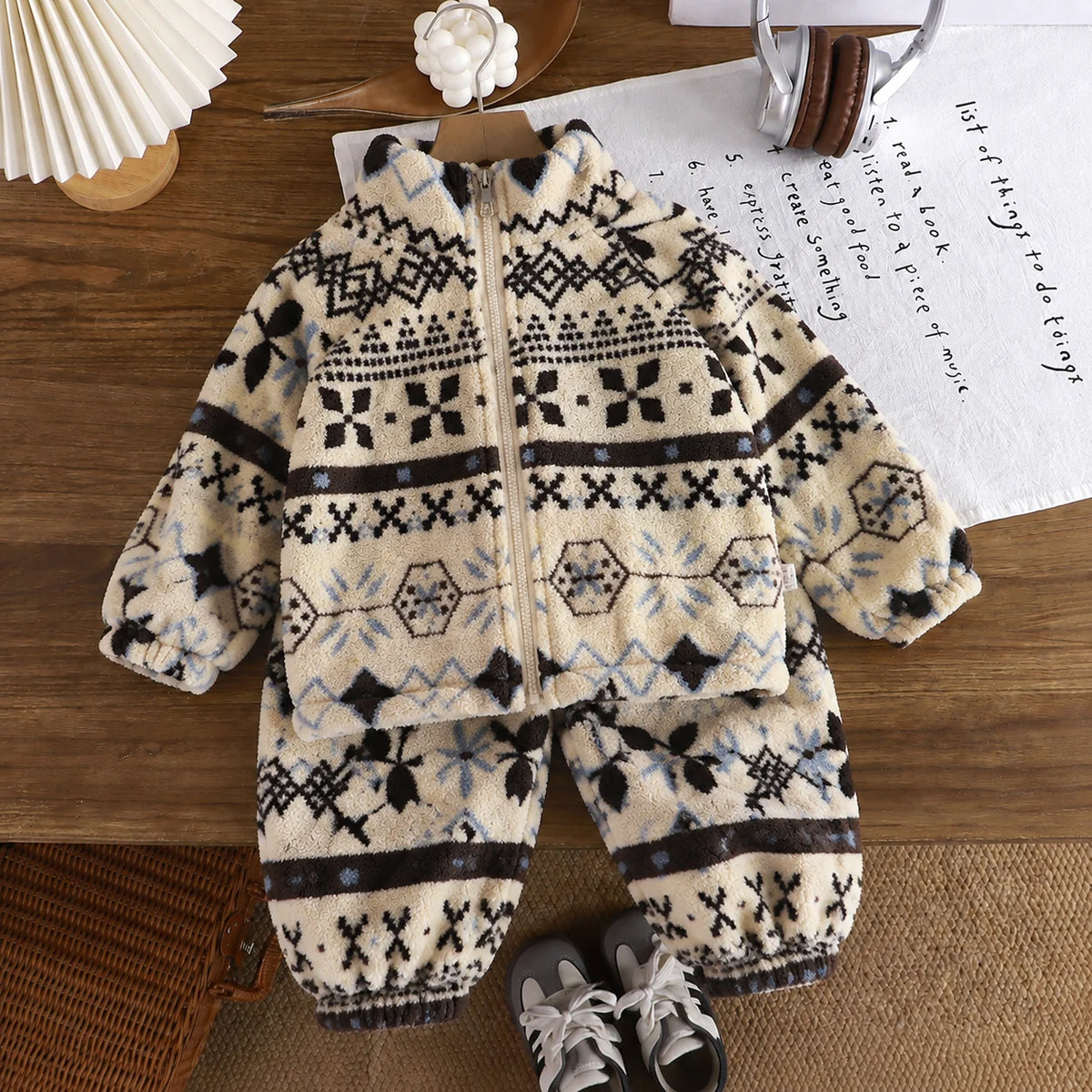 0-4 Years Old Toddler Suit Winter Flannel Home Outdoor Suit Children Pajamas Boy Girl Cartoon Thick Coral Velvet Two-Piece Set