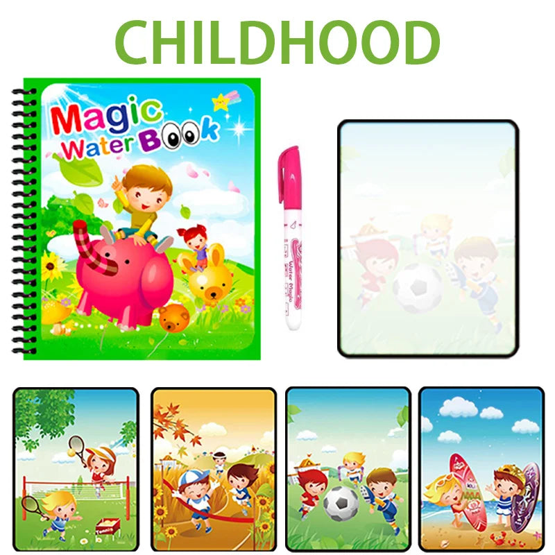 Montessori Toys Reusable Coloring Book Magic Water Painting Book Magic Book Children's Sensory Learning Early Education Toys