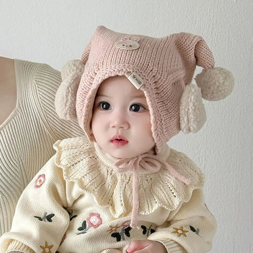 Cute Winter Baby Crochet Hat Breathable Cold-Resistant Toddler's Knitted Hat 6-24 Months Windproof Ear Protection Hat