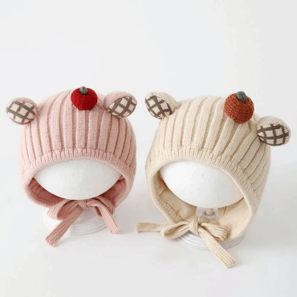 Cute Winter Baby Crochet Hat Cold-Resistant 5-24 Months Toddler's Plush Knitted Hat Breathable Windproof Kids Ear Protection Hat