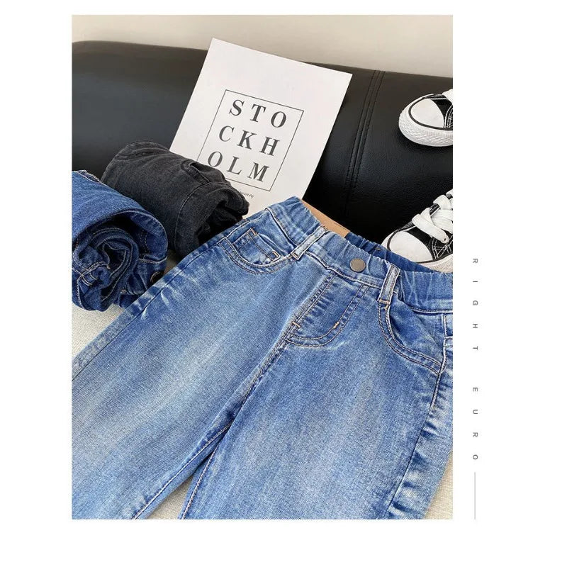 2026 Kids Boys Jeans BELLBELL Autumn 1-6Yrs Baby Boys Solid Denim Pant Winter Integrated Warm Toddler Infant Boys Trousers