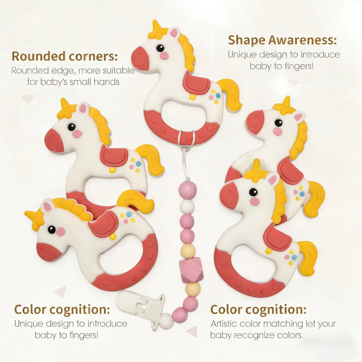 Baby Teether 0 To 6 Months BPA Free Silicone Chewing Teething Toy Pacifier Chain Making Cartoon Animal Pattern Silicone Baby Toy