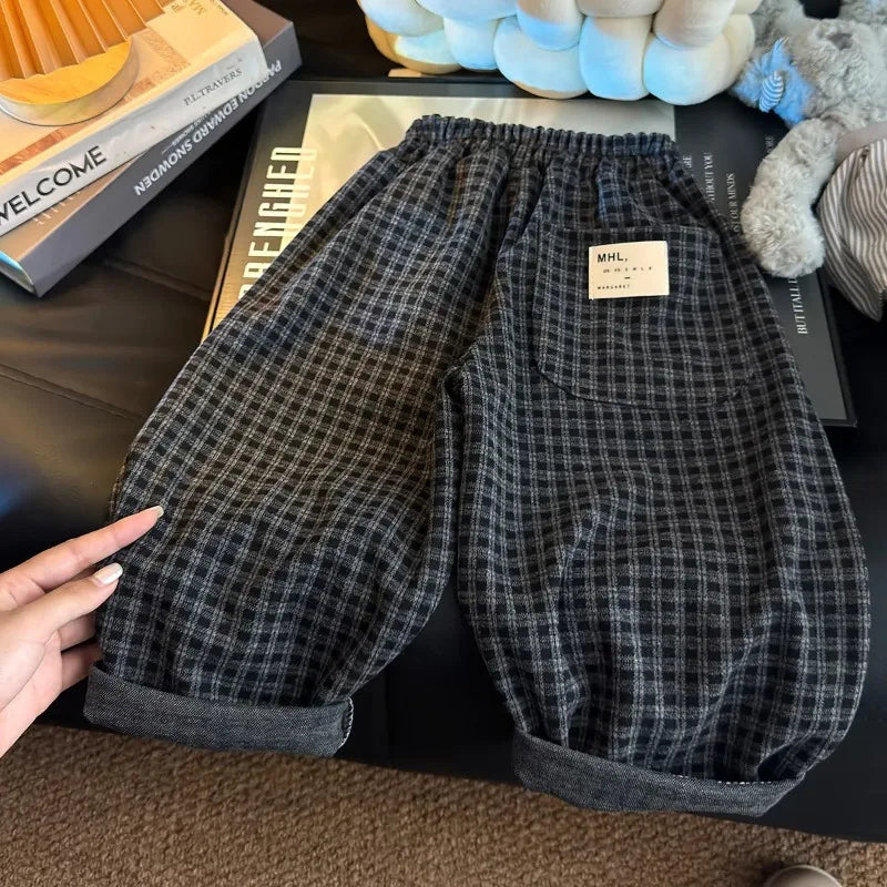 1-6 Years Children Clothing Boys Girls Korean Style Casual Loose Plaid Straight Trousers Outdoor Mosquito Repellent Kids Clothes