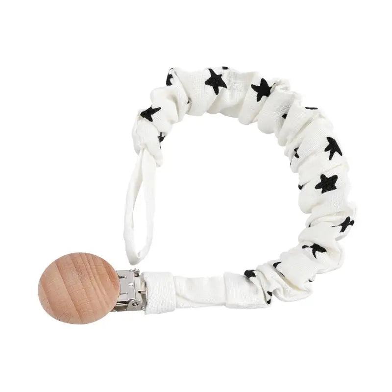 Baby Cotton Pacifier Chain Beech Wood Clip Infant Teething Toys Holder For Nipples Teether