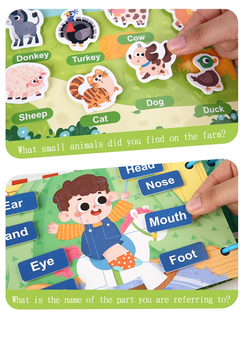 Montessori Baby Busy book My First Quiet Book Paste Early Learning Education Ty Children Toy Matching Game for Babies 2 3 Years