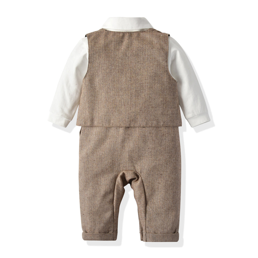 Baby Boys Gentleman Outfits Suits Clothing Spring and Autumn Children One-Piece Rompers Jacket Hat Suit Baby Boy Clothes
