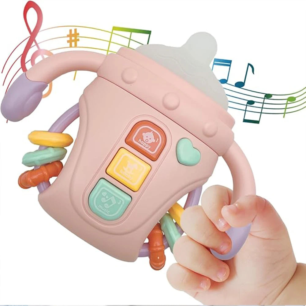 Baby Rattle Toy Musical Sensory Learning Toy with Music and Lights Pacifier Teething  for Toddlers Boys and Girls Gifts 0-24M