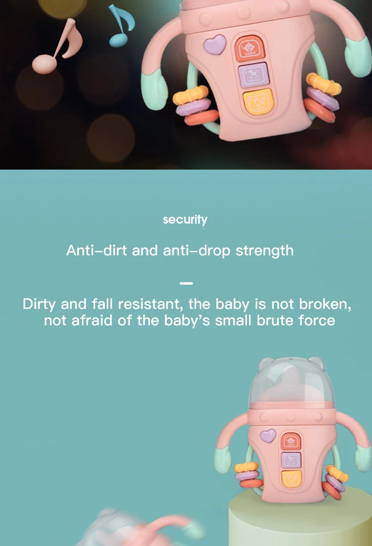 Baby Rattle Toy Musical Sensory Learning Toy with Music and Lights Pacifier Teething  for Toddlers Boys and Girls Gifts 0-24M