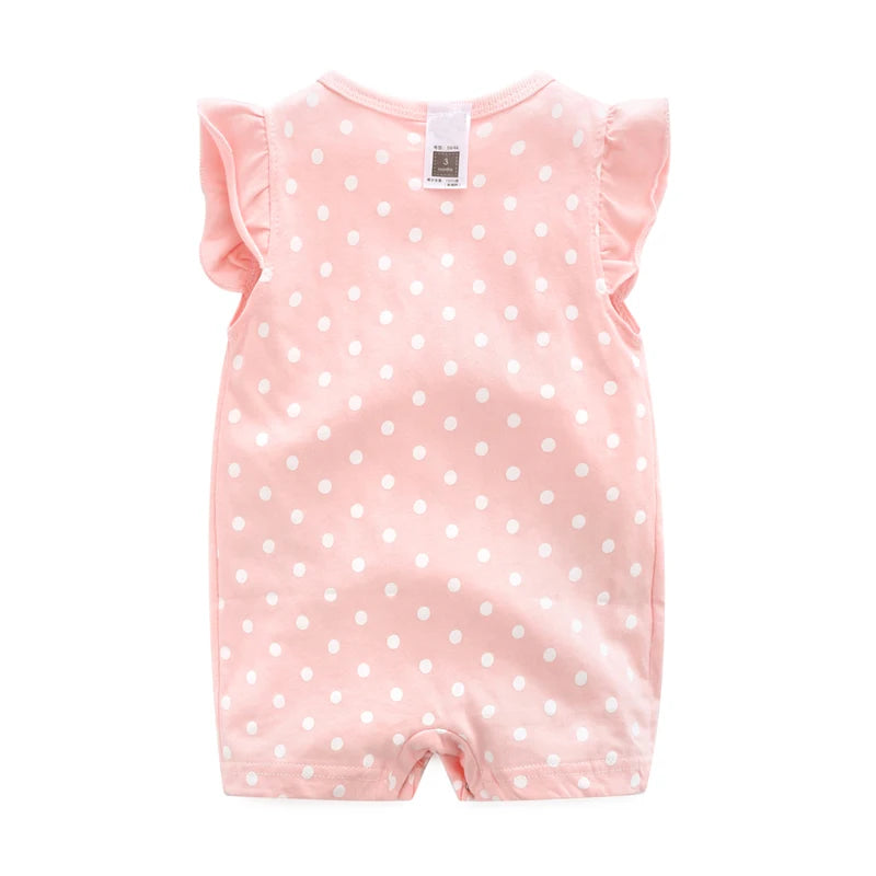 Female Baby Clothes Thin Pure Cotton Baby Girl 3-6-9 Months Princess Clothes Pink Summer Short-Sleeved Cute Clothes