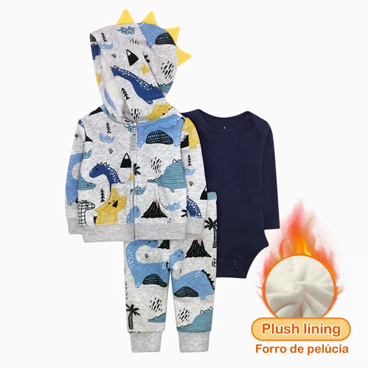 3pcs Baby Clothes Set for Newborns Toddler Girl Boy Clothes Hooded Jacket Trousers + Bodysuits 3pcs Child Sets Infant Outfits