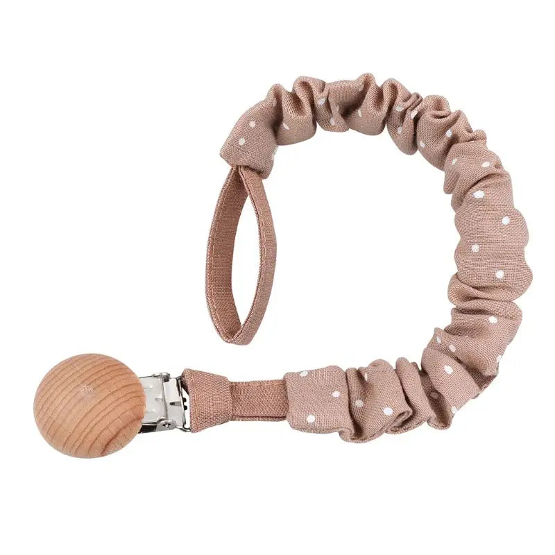Baby Cotton Pacifier Chain Beech Wood Clip Infant Teething Toys Holder For Nipples Teether