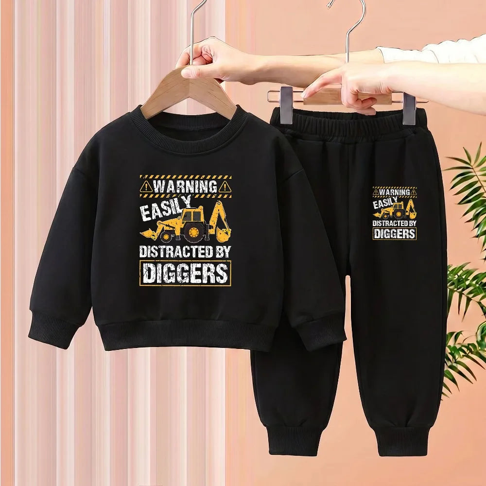 2026(1-8 Years Old) Boys Fashion Tracksuits Kids O Neck Hoodies Long Pants Two Piece Sets Autumn Child Sport Clothes Suit New