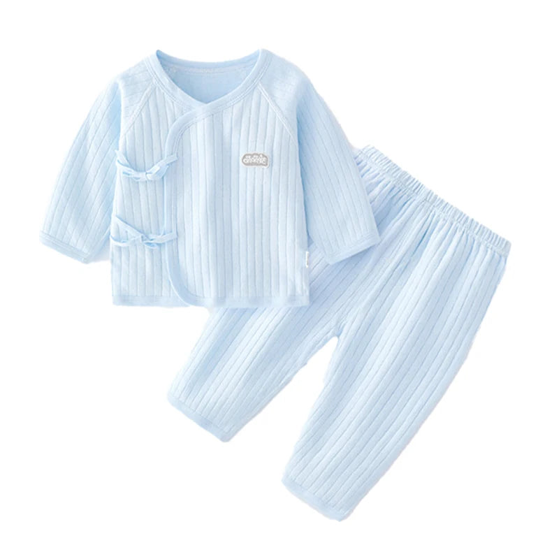 Baby Strap Clothes Multicolour Baby Long Sleeve Split Set 0-6 Months Newborn Boneless Pure Cotton Clothing