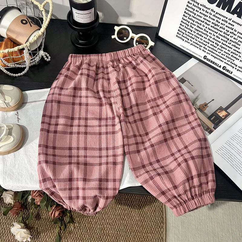 1 to 6 Years Spring Printed Casual Sweatpants Kids Girls Boys Corduroy Pants Loose Design Soft Children Trousers