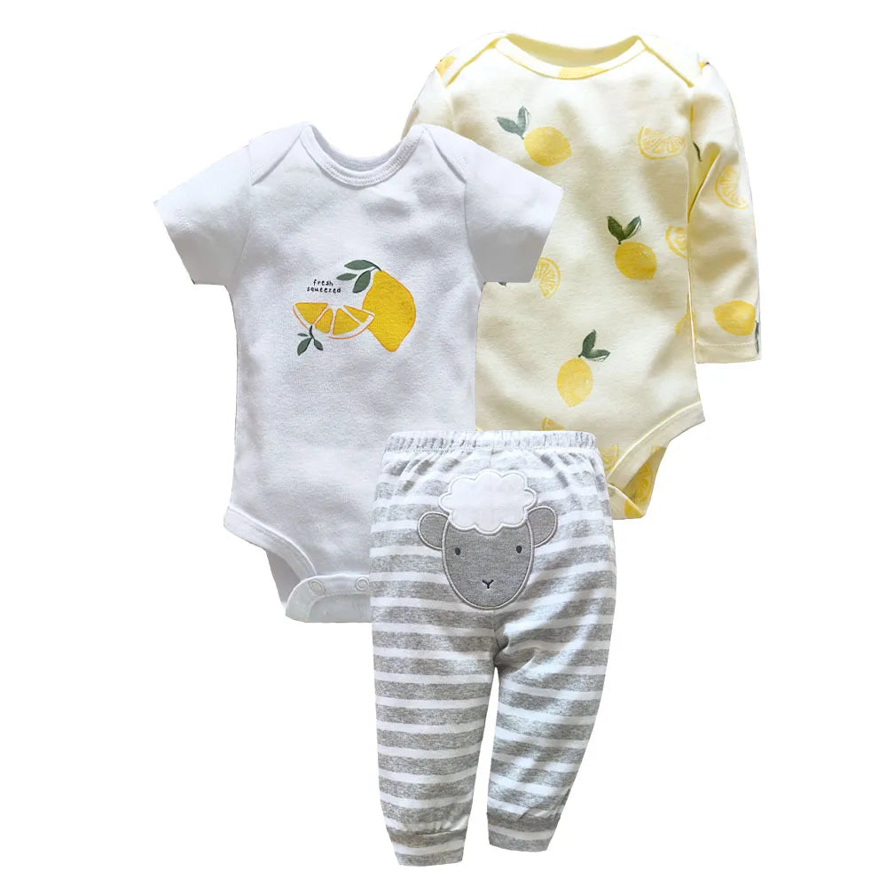 2026 Baby Clothing Set Newborn Baby Girls Clothes Soft Cotton Two Pieces Bodysuits+Pants Cartoon Roupa De BeBe