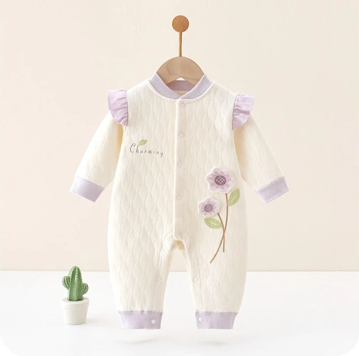 Baby Girl Cute Clothes Newborn Baby Warm Spring Autumn Outwear Jumpsuit Infant 0-18Months Soft Pure Cotton Casual Bodysuit