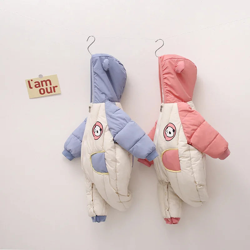 Newborn Clothes  Winter Cozy Winter Jumpsuit for Newborns, Warm Snug-Fit Romper with Hood, Soft Active Play Wear for Babies