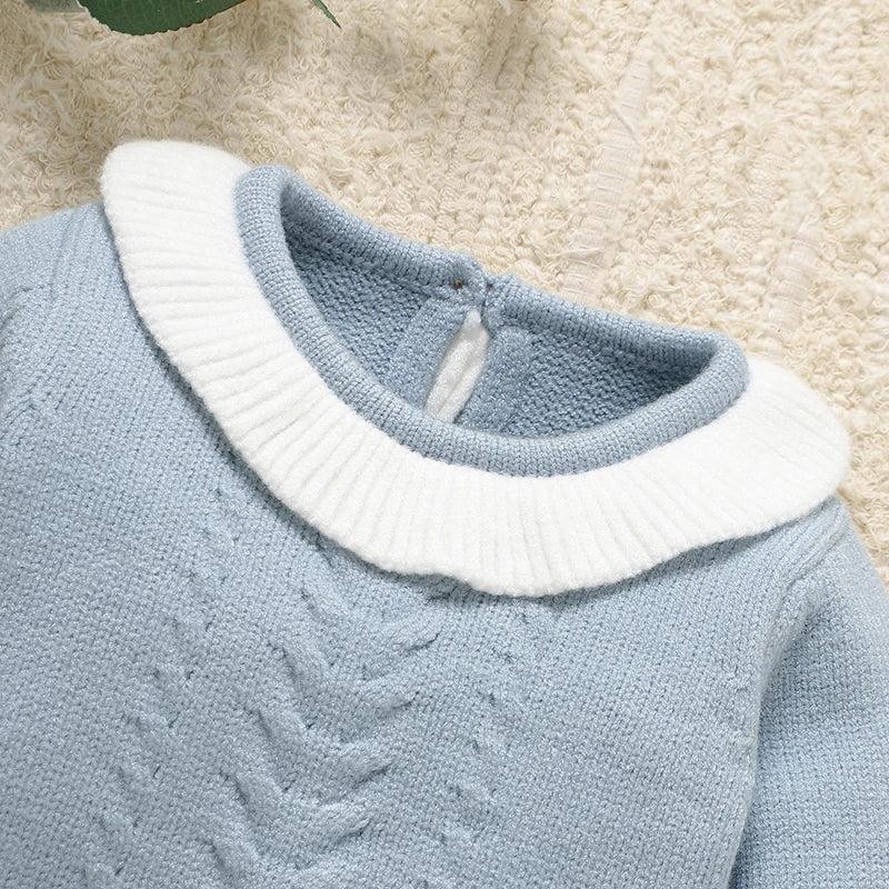 Baby Clothes Sets Winter Warm Knitted Newborn Boys Girls Long Sleeve Sweater Shorts+Pants Outfits 2pcs Infant Autumn Suits 0-18m