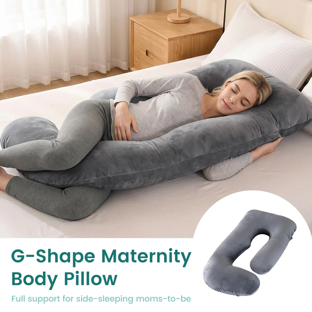 G-Shape Maternity Pillow - Full Body Support Pregnancy Pillow for Side Sleeping, Nursing & Comfort, Gray