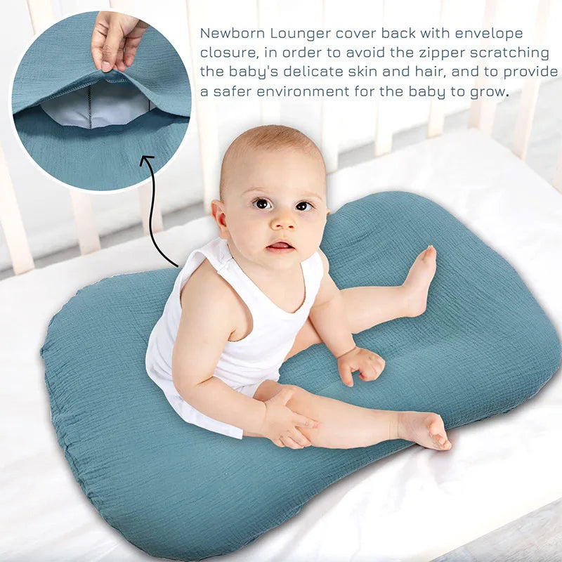 Baby Lounger Covers Muslin Soft and Breathable Slipcover for Snuggle Me Lounger Machine Washable &Zipper-Free for Safe Daily Use