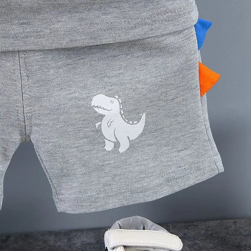 New Summer Outfits Baby Boys 9 To 12 Months Dinosaur Printed Turn-down Collar T-shirts Tops and Shorts 2PCS Infant Clothing Sets