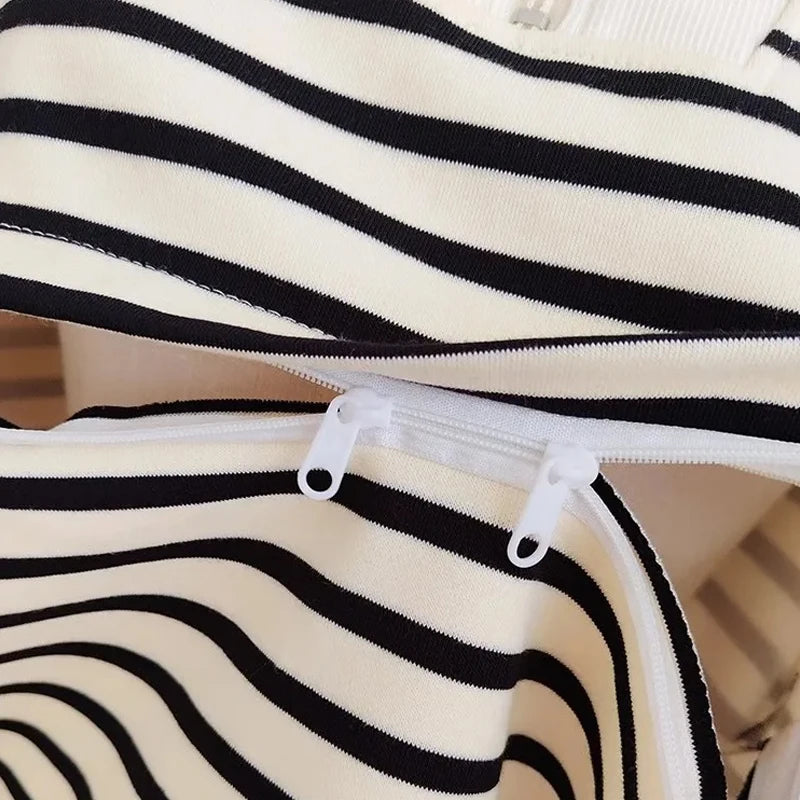 Breastfeeding Blouses Clothes For Pregnant Women Cotton Stripe Spring Autumn Long Sleeve Maternity Clothing Nursing Clothes