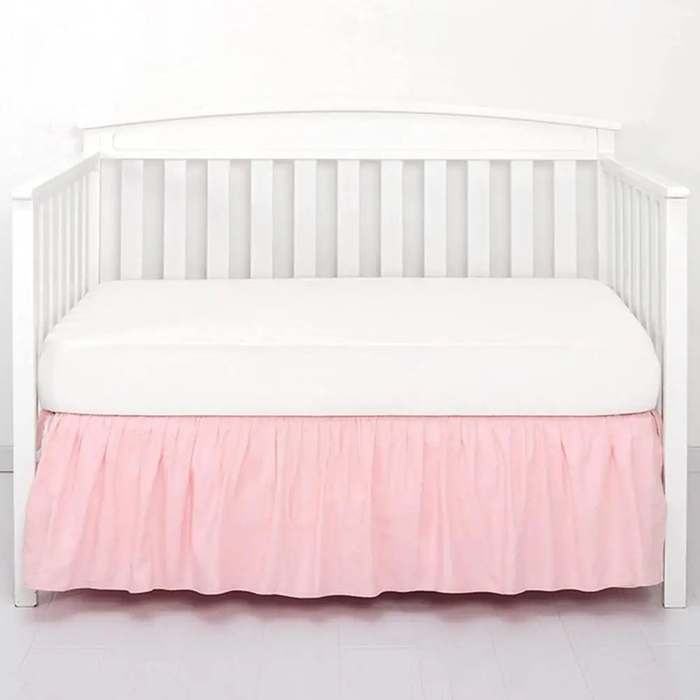 Nursery Decor Accessory Soft Elastic Baby Crib Bed Skirt for Bedroom Easy Installation Dust Cover Pleated Toddler for Boys