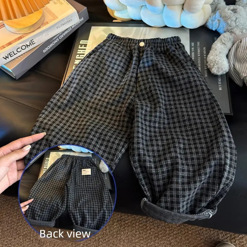 1-6 Years Children Clothing Boys Girls Korean Style Casual Loose Plaid Straight Trousers Outdoor Mosquito Repellent Kids Clothes