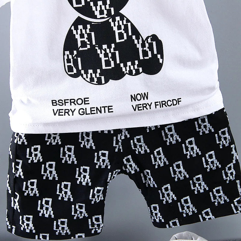 Summer Baby Boy Clothes 9 to 12 Months Luxury Designer Cartoon Short Sleeved T-shirts Tops + Shorts Kids Suits Boys Outfits Sets
