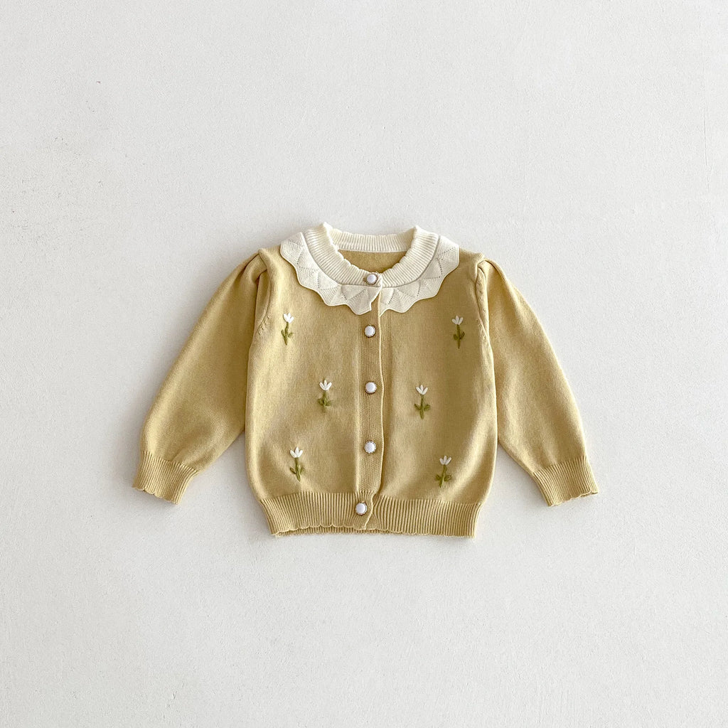 ZOETOPKID Autumn 0-3Yrs Children Clothes Infant Baby Girls Knitting Cute Embroidered Cardigan Newborn Baby Girls Sweater Coat