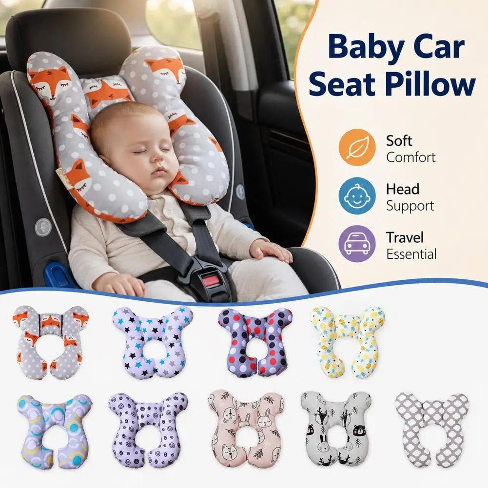 Baby U-shaped Neck Support Pillow Soft Cotton Travel Headrest for Car Seat Stroller Airplane Toddler Cushion for 0-3 Years Old