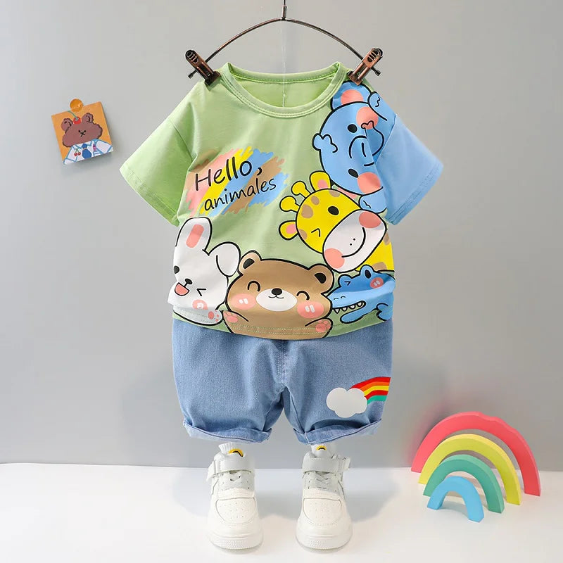 0-4 years old autumn new fashion cute car baby suit boys and girls long-sleeved striped three-piece children's sports suit