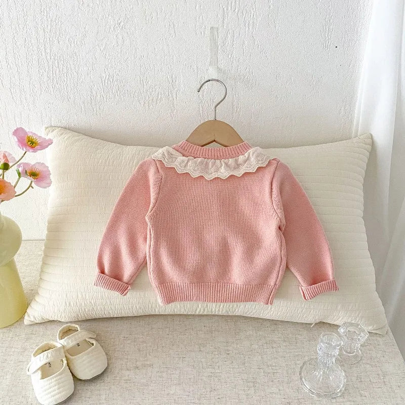 ZOETOPKID Autumn 0-3Yrs Children Clothes Infant Baby Girls Knitting Cute Embroidered Cardigan Newborn Baby Girls Sweater Coat