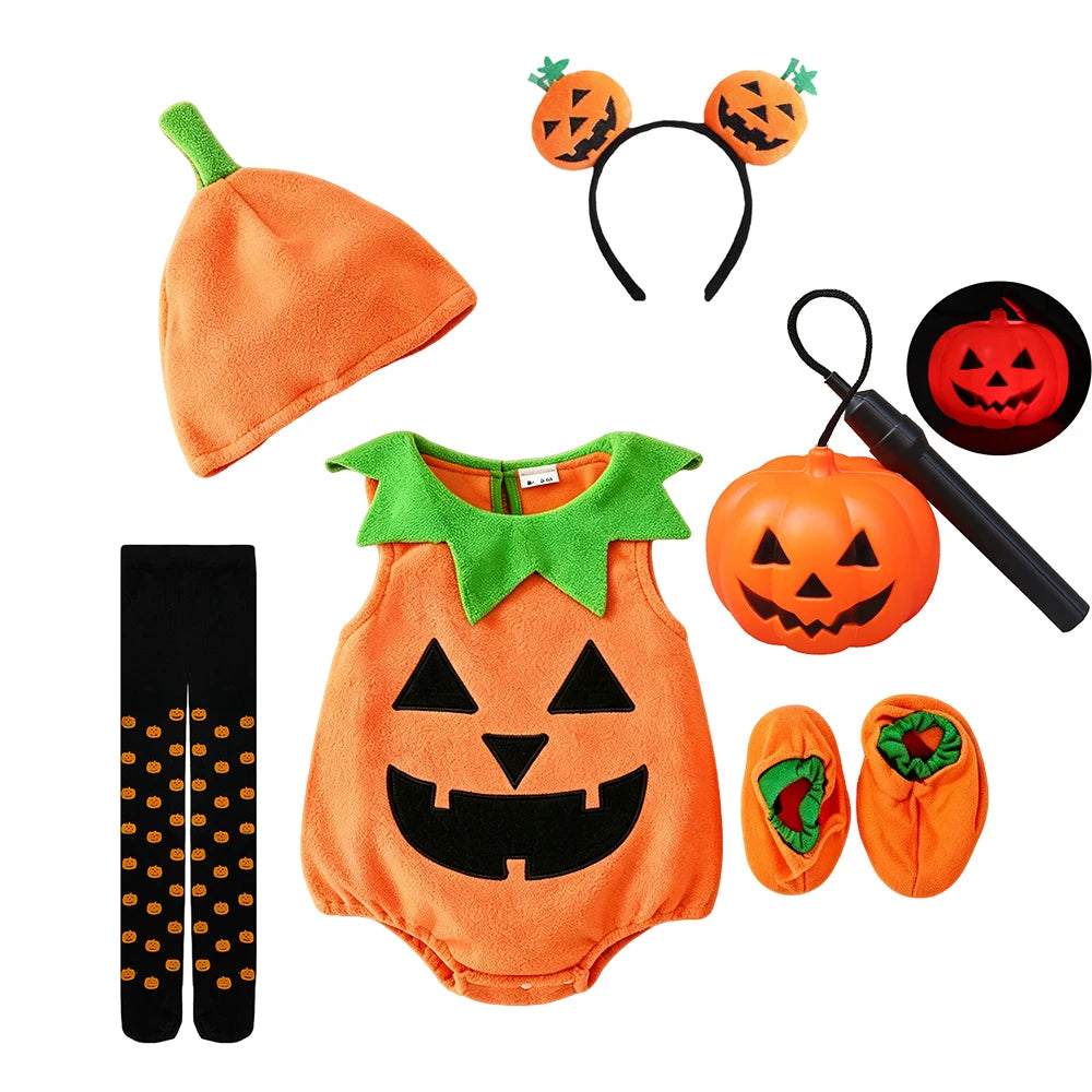 Halloween Baby Romper Cute Pumpkin Embroidery Infant Onesie Crawler Outfit Daily Theme Party Costume