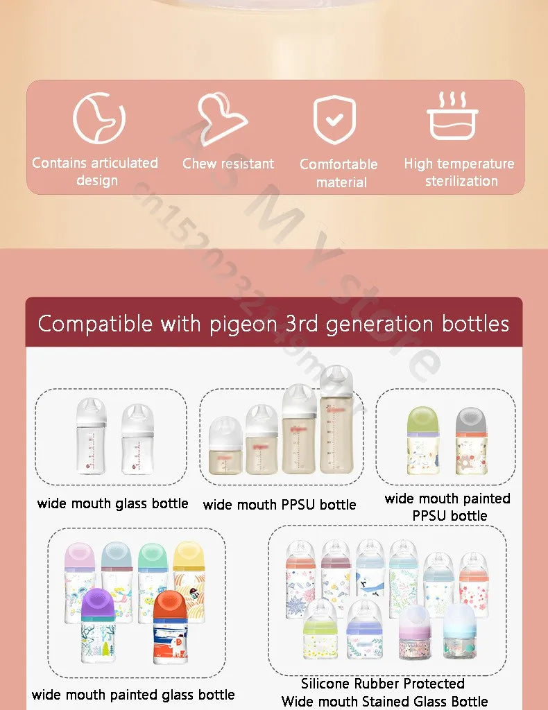 Baby nipples /for pigeon 2nd / 3rd generation bottles, silicone natural taste, wide diameter 5CM universal nipple/