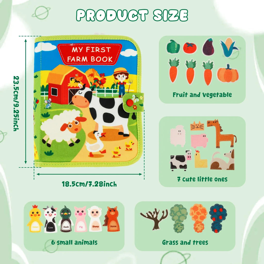 Soft Baby Felt Books Educational Sensory Toy for Toddlers Soft Activity Busy Book Felt Cloth Animals Sensory Quiet Books