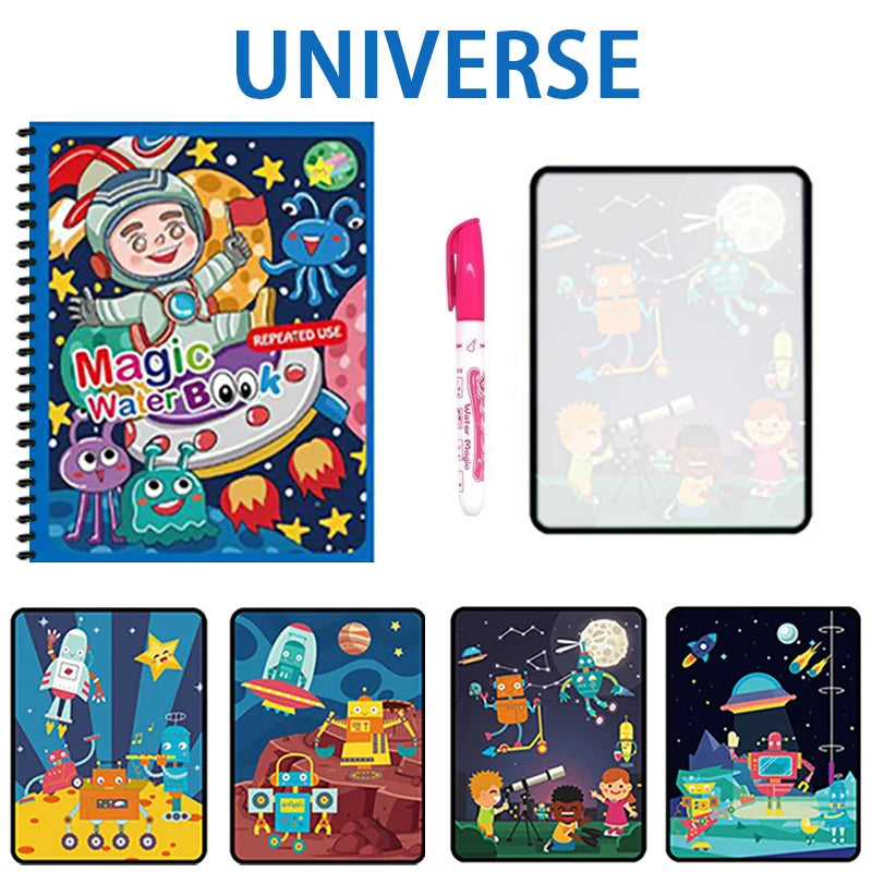 Montessori Toys Reusable Coloring Book Magic Water Painting Book Magic Book Children's Sensory Learning Early Education Toys