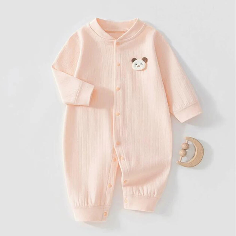 Baby Girl Clothes 100% Combed Cotton Spring Autumn Baby Boy Romper Solid Color Unisex Infant Jumpsuit Daily Wear